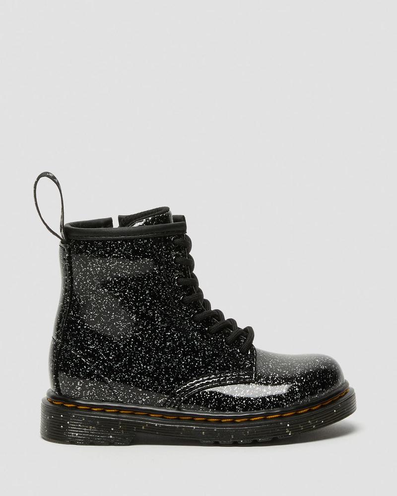 Black Kids' Dr Martens Toddler 1460 Glitter Lace Up Boots | CA 691BEX